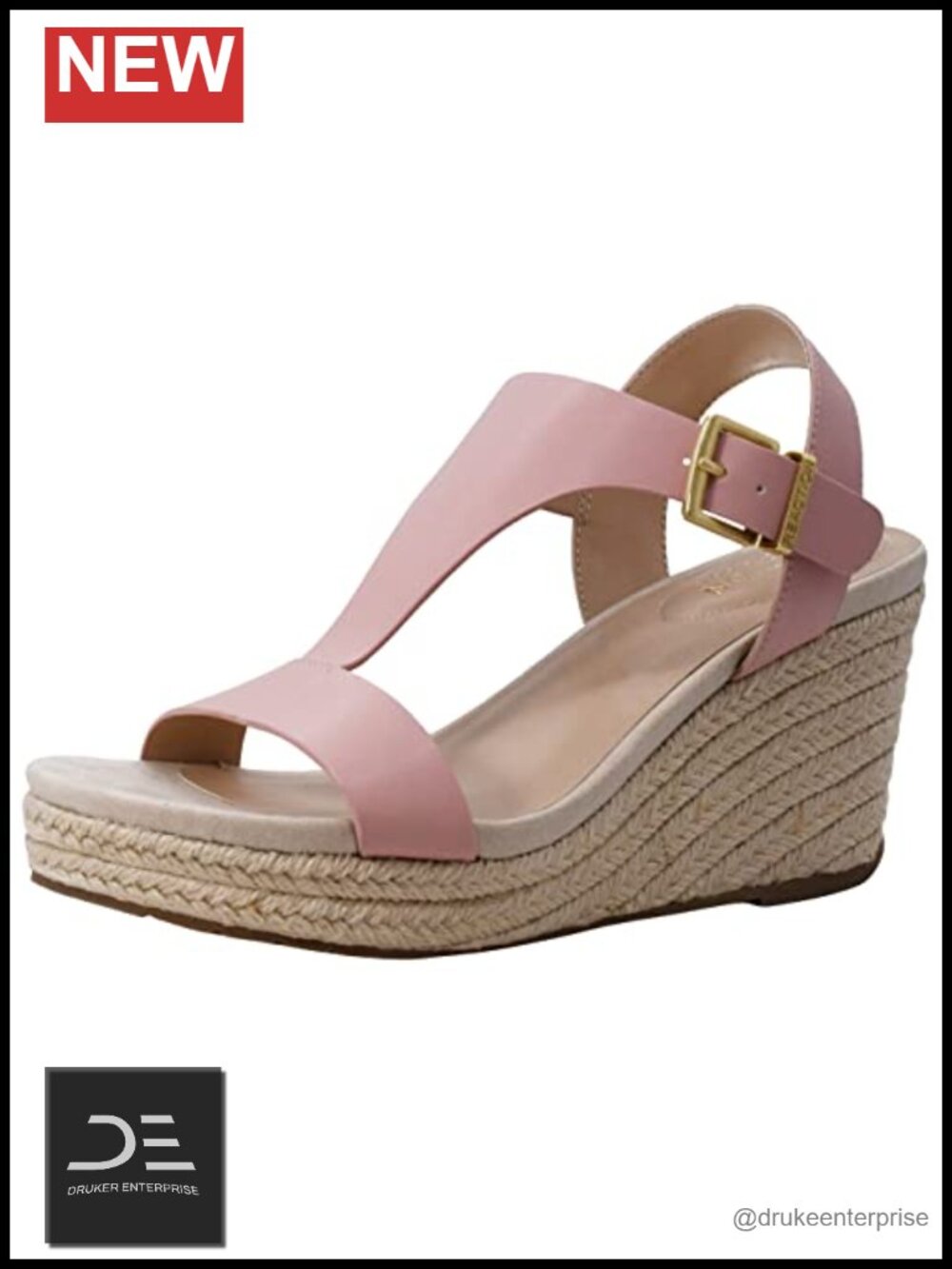 Espadrille Wedge Sandals with Buckle Closure & Cushioned Footbed